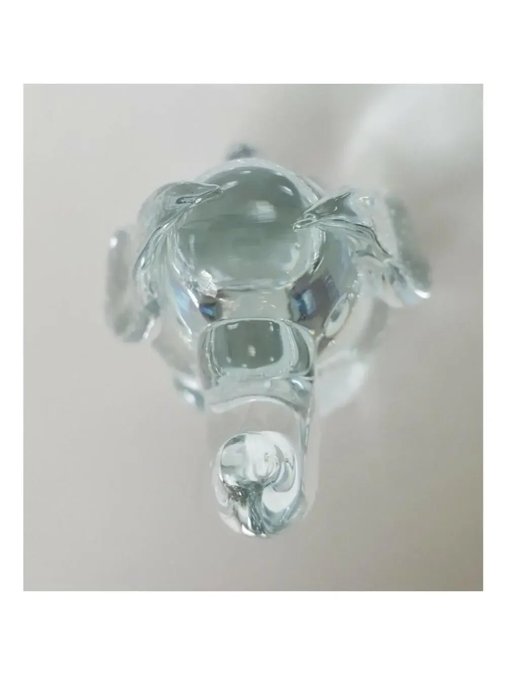 Clear Bullicante Art Glass Elephant Paperweight Figurine Decor Trunk up 4.5”